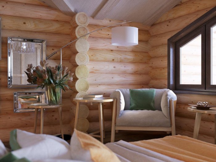 Дом из бревна интерьер