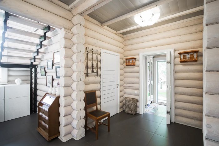 Дом из оцилиндрованного бревна внутри