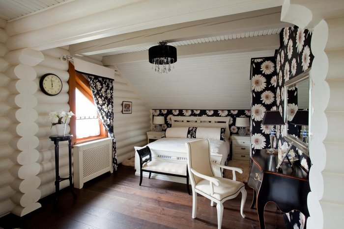 Белые стены в деревянном доме интерьер