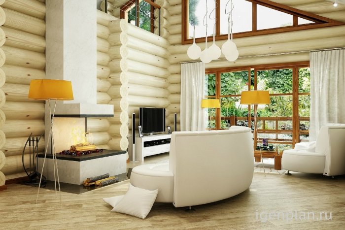 Интерьеры деревянных домов из бревна
