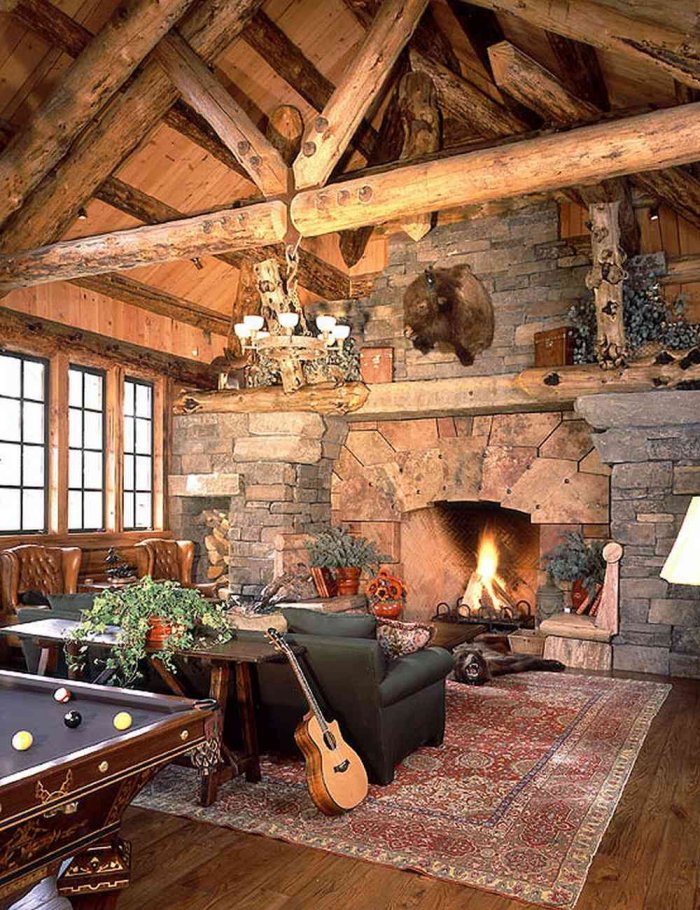 Камин в рустикальном стиле