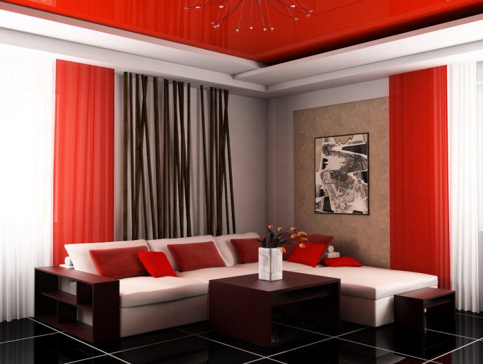 Гостиная в красно черных тонах