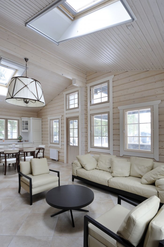 Выбеленный брус в интерьере