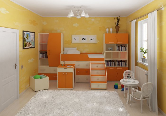 Оранжевая детская комната