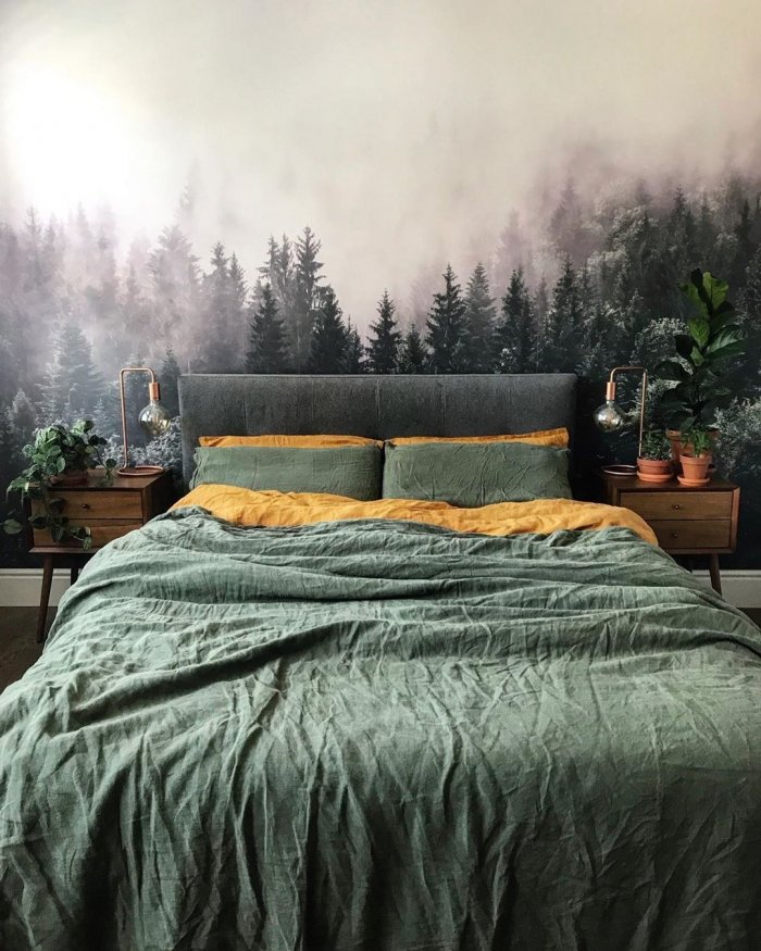 Спальня в стиле туманный лес
