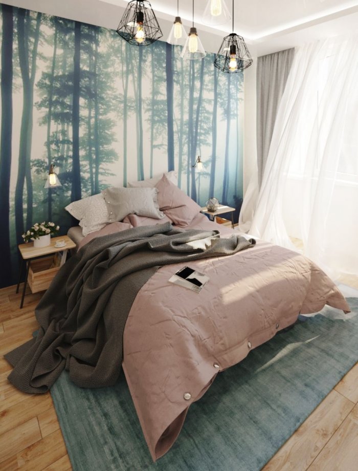 Спальня в стиле туманный лес