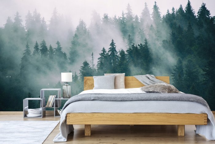 Фотообои лес в спальне