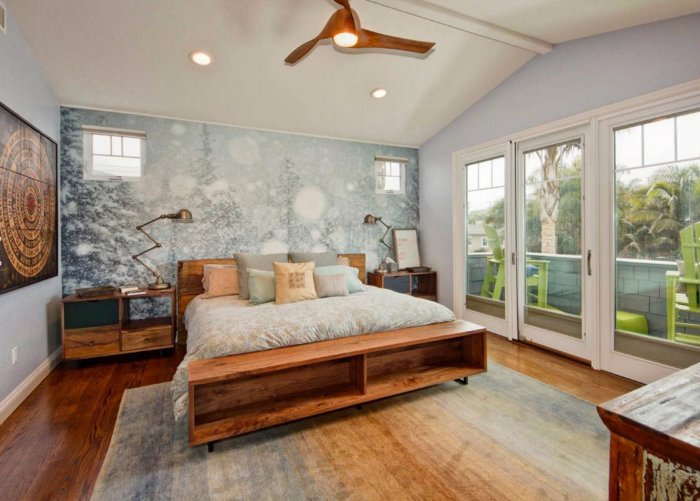 Спальня с лесными фотообоями