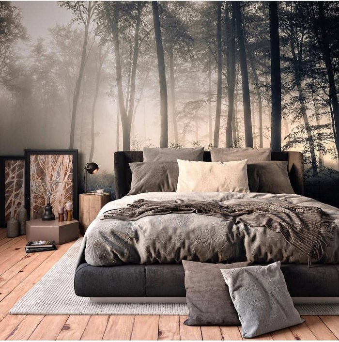 Монохромные фотообои лес
