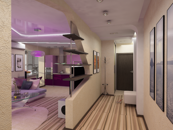 Кухня-гостиная совмещенная с коридором