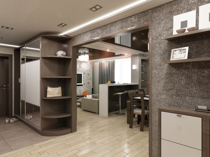 Прихожая кухня гостиная