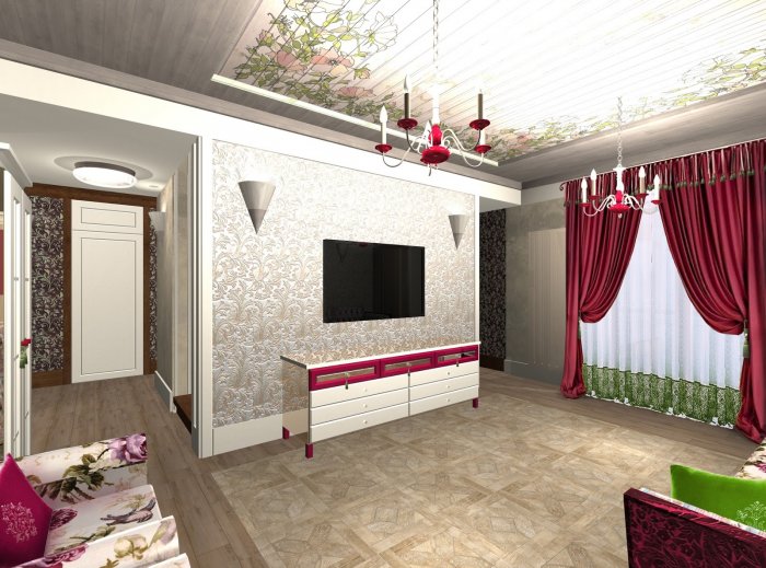 Кухня гостиная с прихожей в частном доме