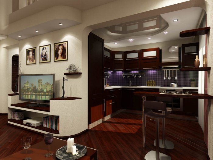 Хрущевка кухня совмещенная с гостиной