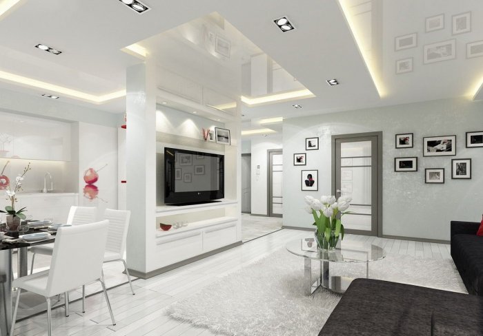 Прихожая кухня гостиная