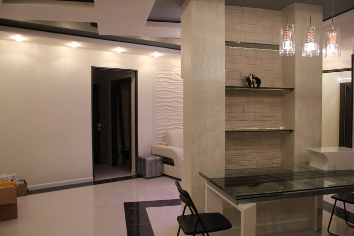 Кухня-гостиная-прихожая совмещение зон