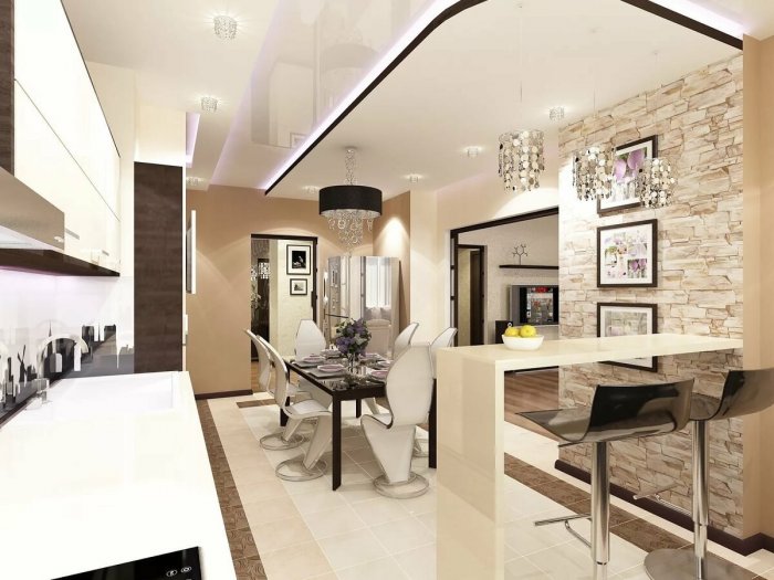 Столовая гостиная кухня прихожая