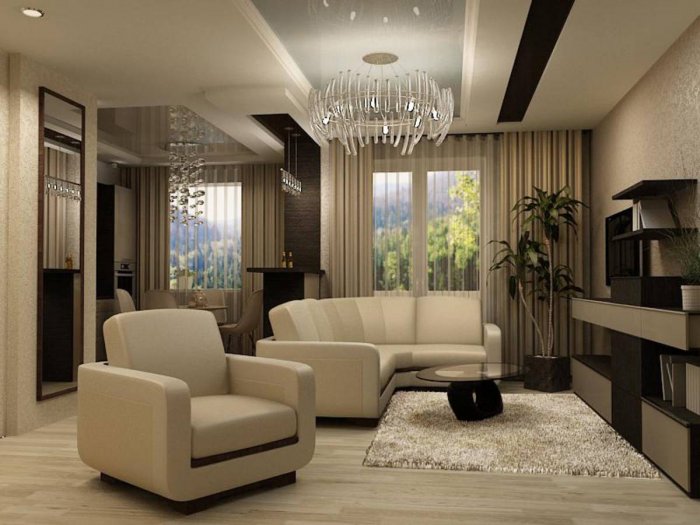 Прихожая плюс гостиная