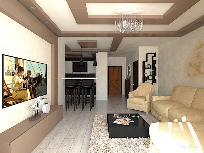 Объединение кухни гостиной и коридора