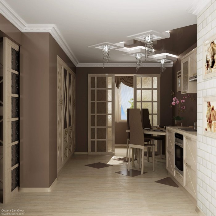 Прихожая переходящая в кухню