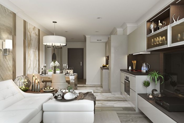 Гостиная столовая в малогабаритной квартире