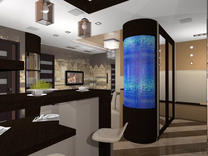 Зонирование кухни и прихожей оригинальные решения