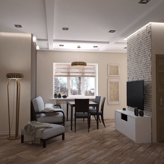 Кухня коридор гостиная зонирование