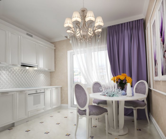 Шторы на кухню в светлых тонах