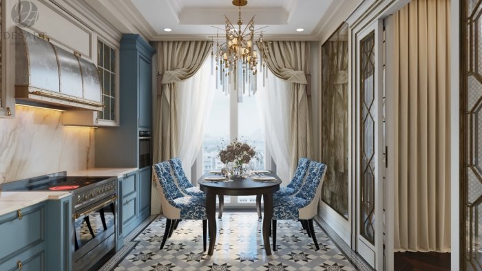 Интерьер маленькой кухни в стиле неоклассицизма