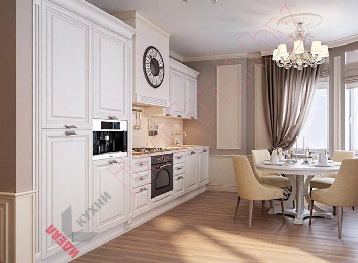 Кухня в классическом современном стиле в бежевых тонах