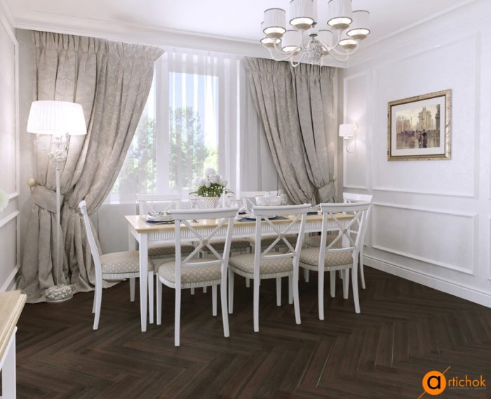 Столовая в светлых тонах