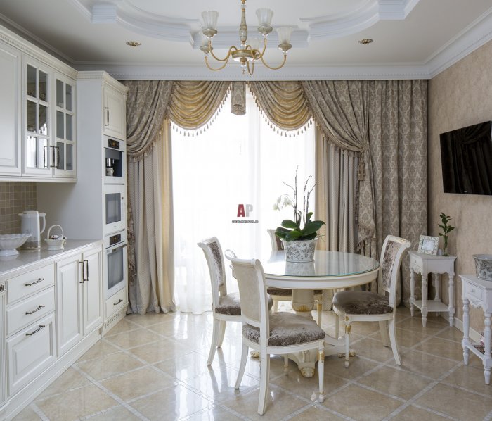 Шторы на кухню классика