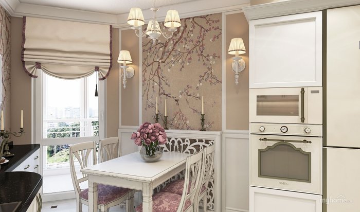 Римская штора на кухне в стиле Неоклассика