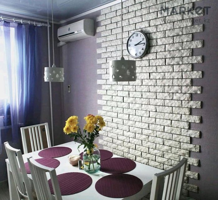 Отделка кухни декоративным кирпичом