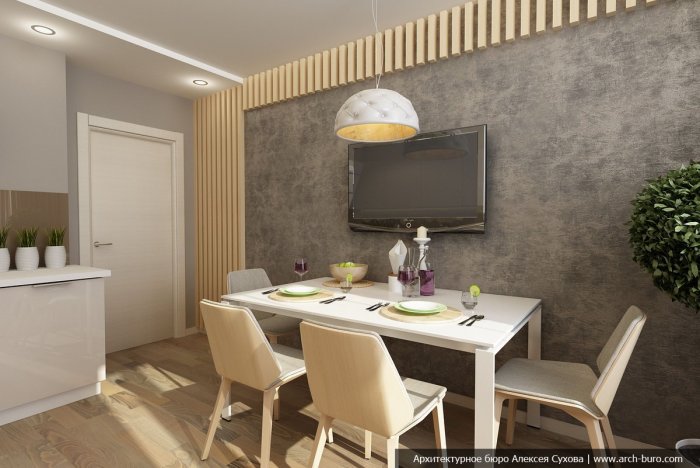 Фактурная штукатурка для стен кухни