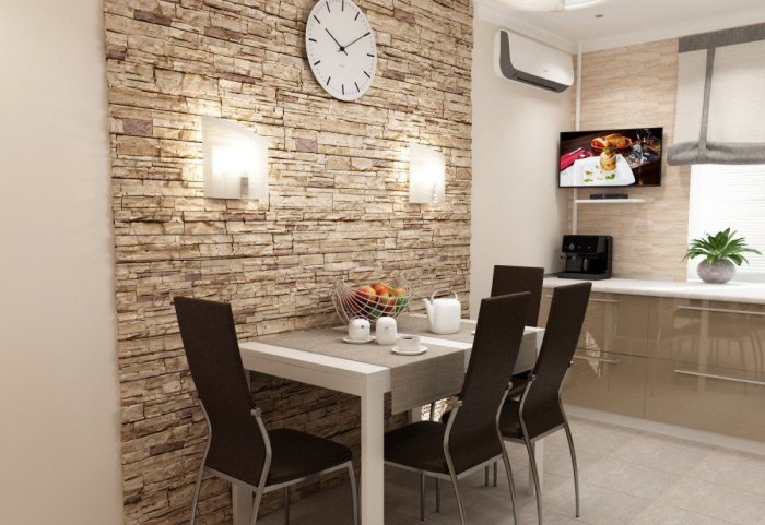 Декоративный камень однотонный в интерьере