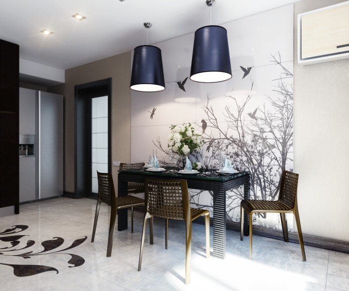 Обеденный стол у стены