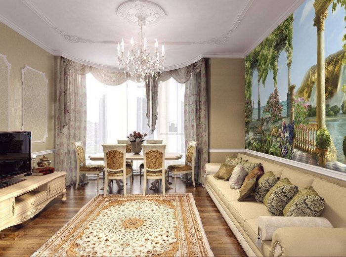 Ковры в интерьере гостиной классика