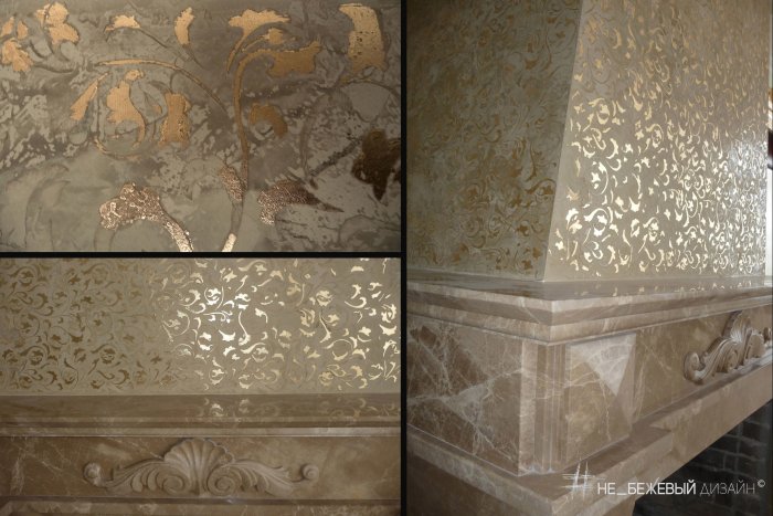 Белые камины с венецианской штукатуркой