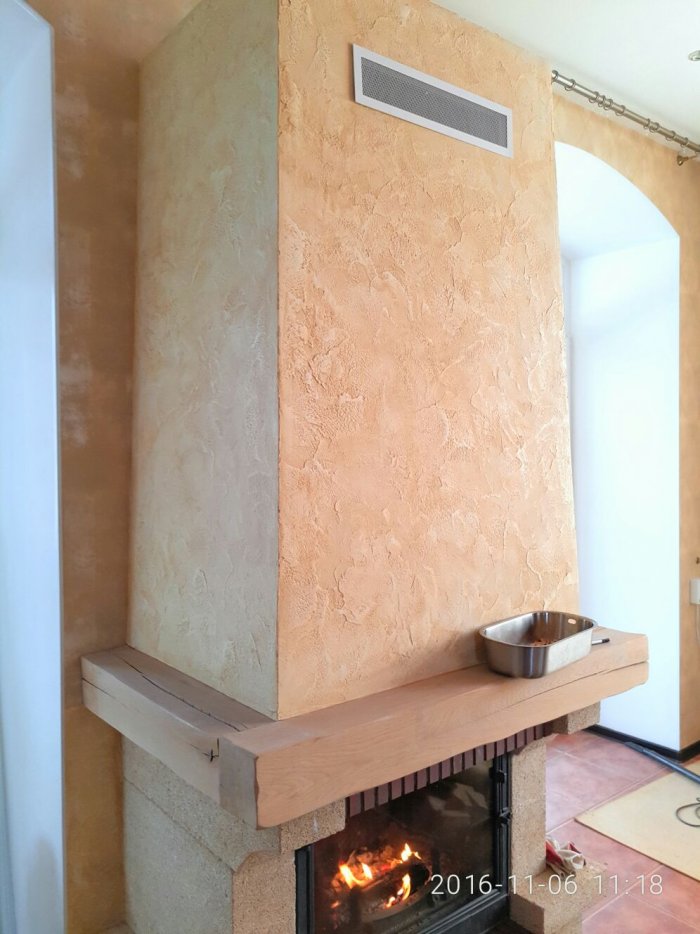 Камин отделка декоративной штукатуркой