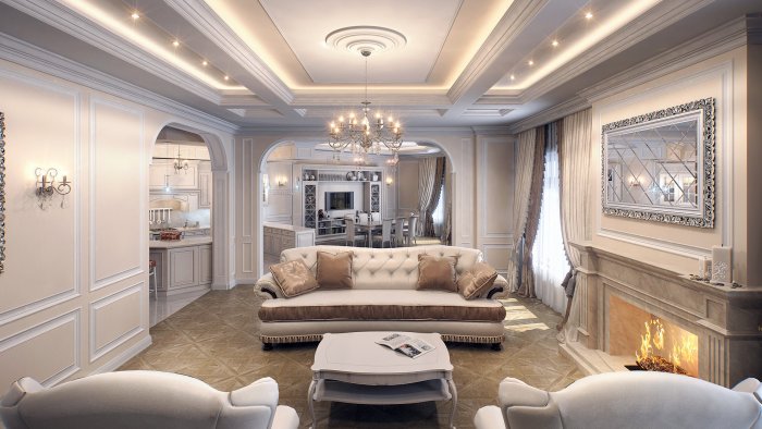 Многоярусные потолки в классическом стиле