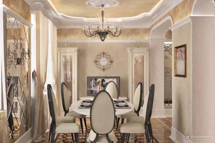Потолок из гипсокартона классический стиль