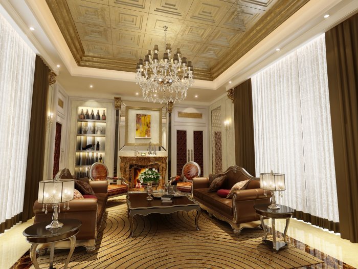 Двухуровневый потолок в классическом стиле