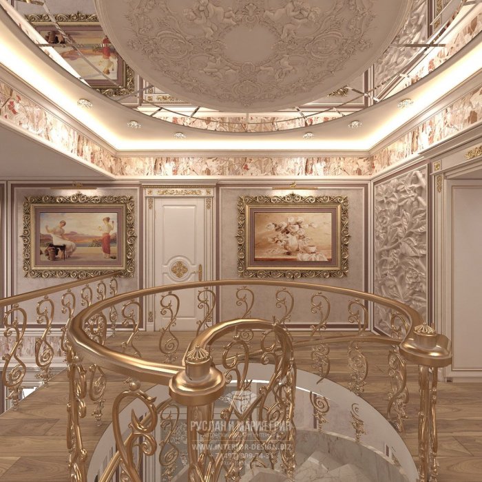 Потолок для холла в классическом стиле
