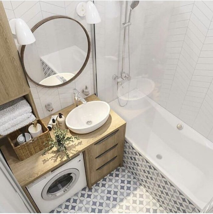 Интерьер ванной комнаты маленького размера