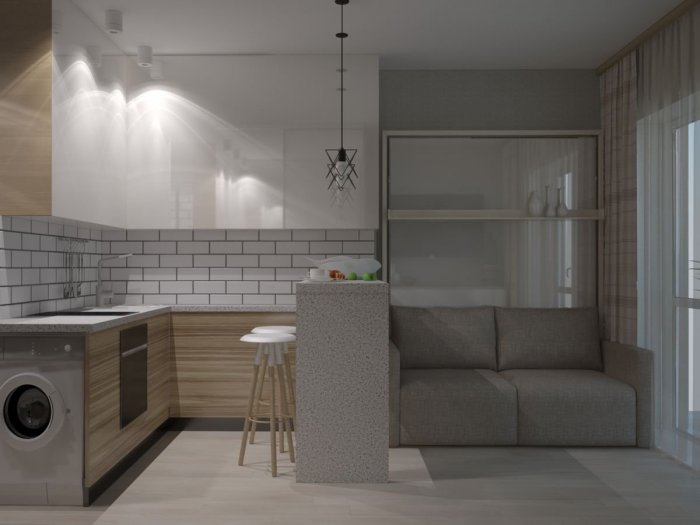 Планировка кухни в гостинке