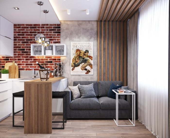 Кухня-гостиная в маленькой квартире