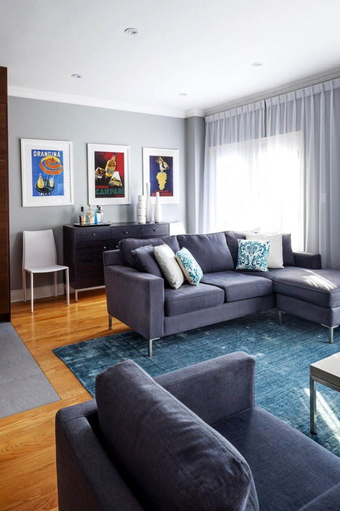 Гостиная в серо голубых тонах