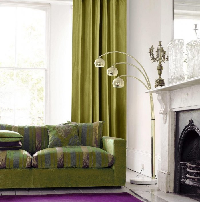 Оливковый диван в интерьере