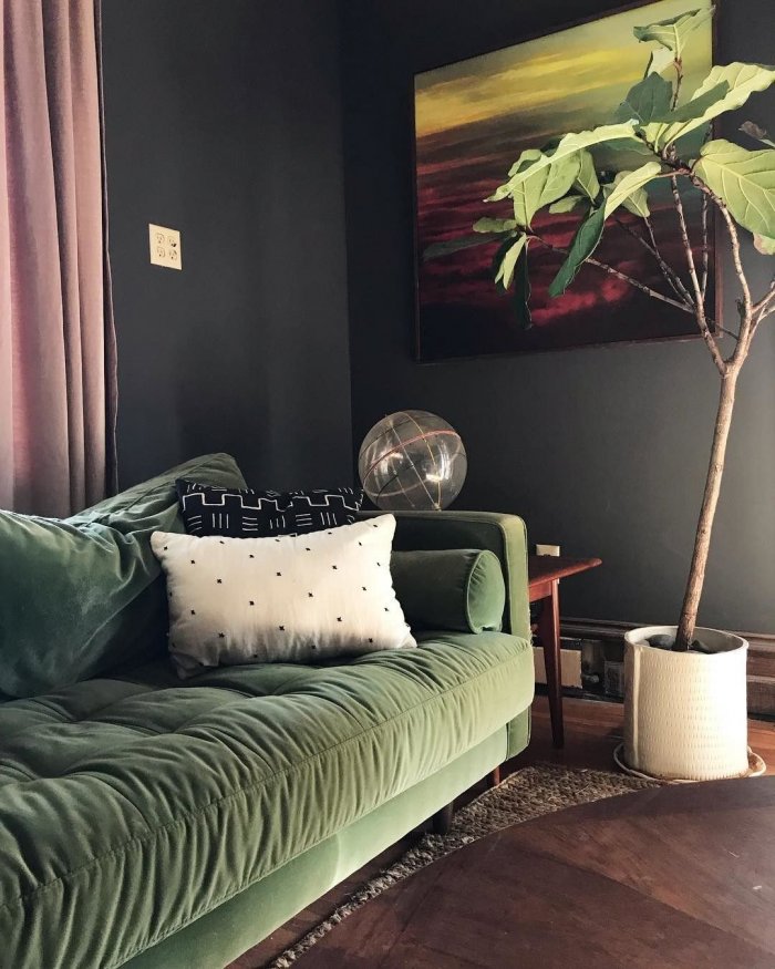 Болотный цвет в интерьере