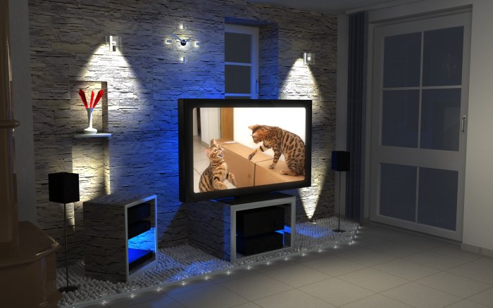 Комнаты с подсветкой телевизор